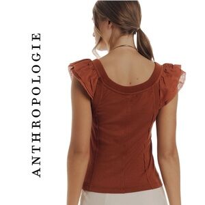 Anthropologie Pilcro Flutter-Sleeve Sport Tank